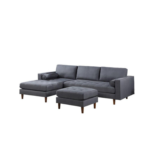 Parker Woven Sectional with Ottoman, Grey