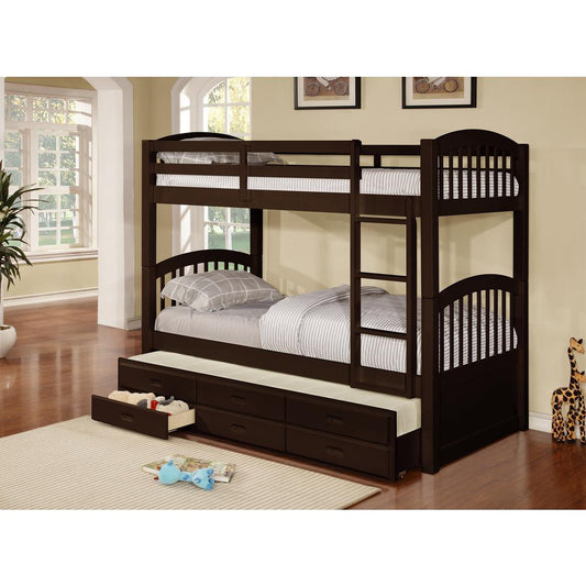 Georgia Twin over Twin Bunk Bed with Twin Trundle & 3 Drawers – Espresso