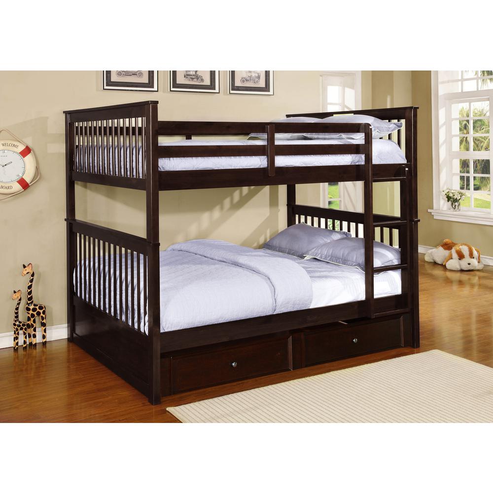 Carol Full Over Full Bunk Bed with Trundle/Storage - Espresso