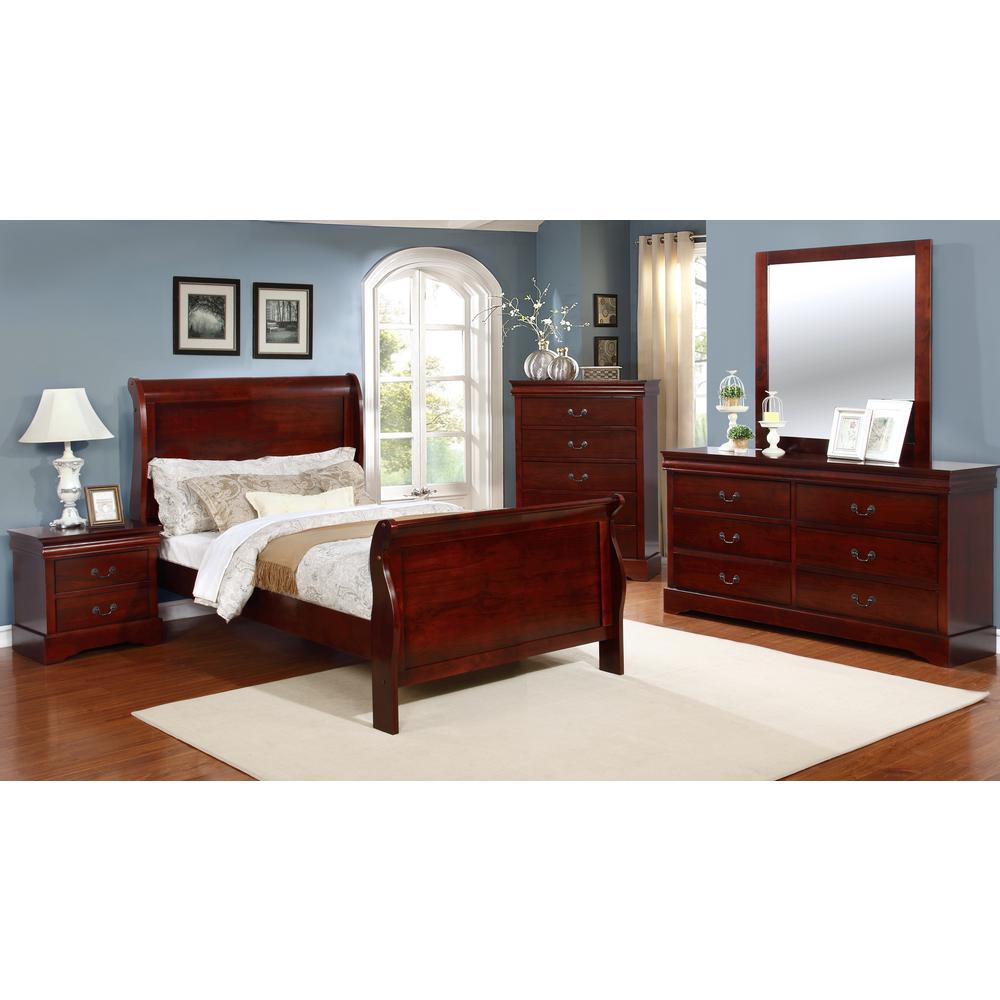 Twin Size Sleigh Bed, Cherry