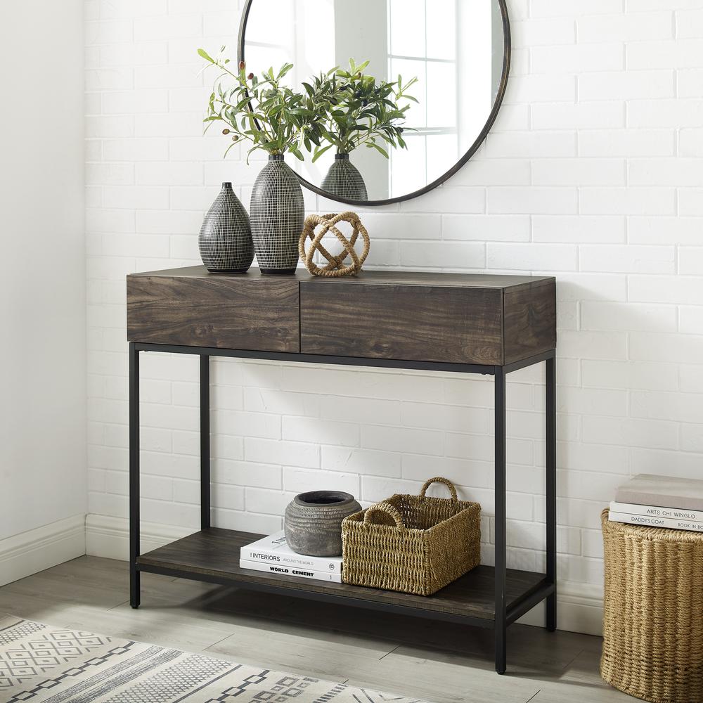 Jacobsen Console Table Brown Ash/Matte Black