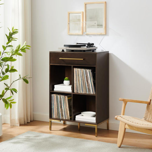 Juno Record Storage Cube Bookcase Dark Brown