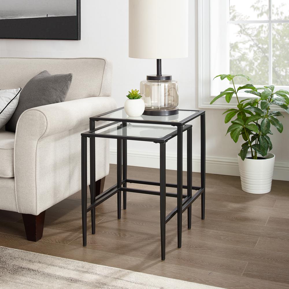 Ashton 2Pc Nesting Table Set Matte Black - 2 Tables