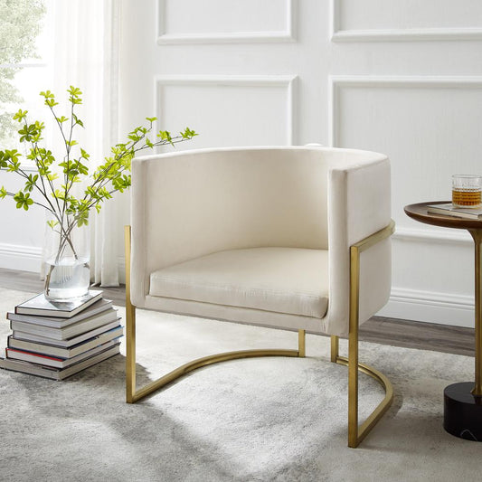 Willow Velvet Accent Chair Creme/Gold