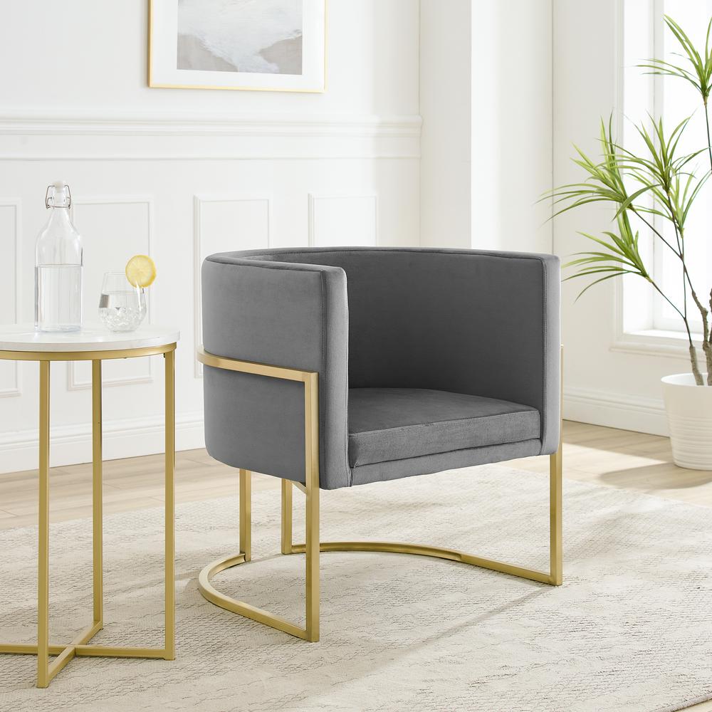 Willow Velvet Accent Chair Gray/Gold