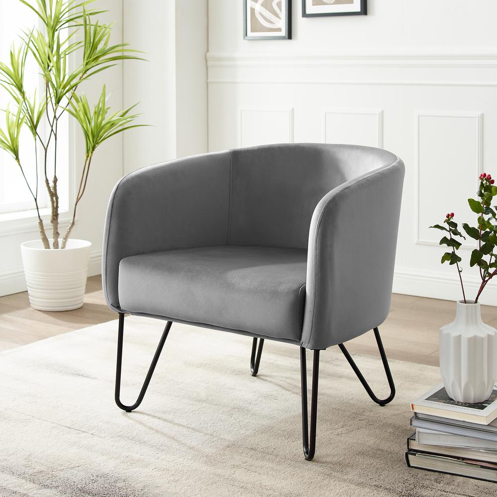 Parkway Velvet Accent Chair Gray/Matte Black