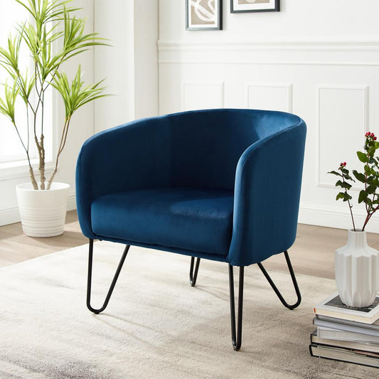 Parkway Velvet Accent Chair Navy/Matte Black