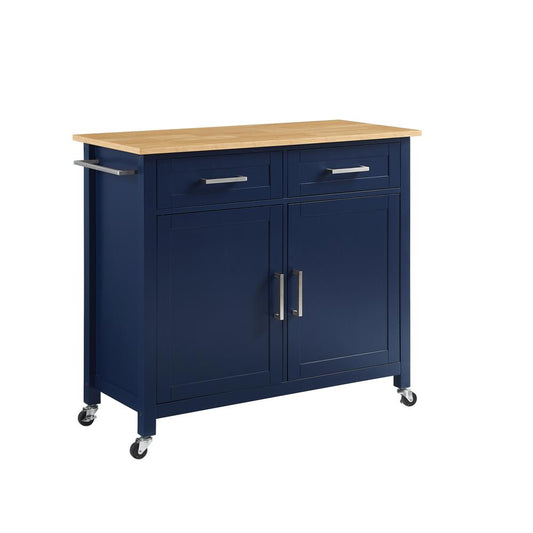 Tristan Kitchen Island/Cart Navy/Natural