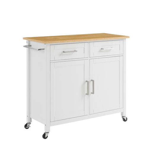 Tristan Kitchen Island/Cart White/Natural