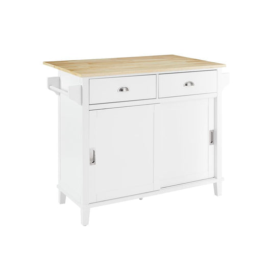 Cora Drop Leaf Kitchen Island White/Natural