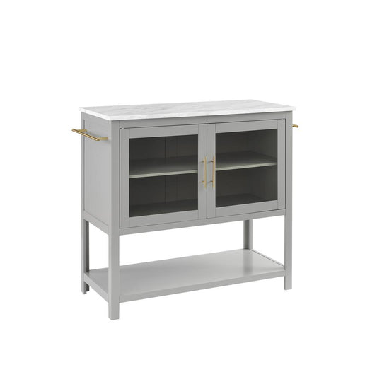 Katrina Kitchen Island Gray/White Marble