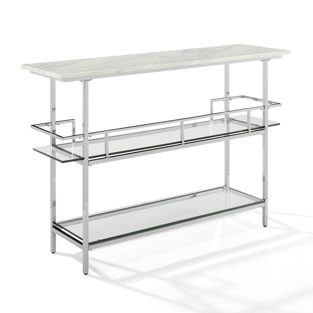 Aimee Bar W/Faux Marble Top Chrome