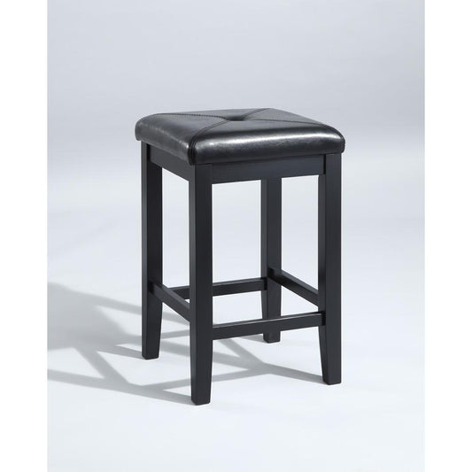 Upholstered Square Seat 2Pc Counter Stool Set Black/Black - 2 Stools