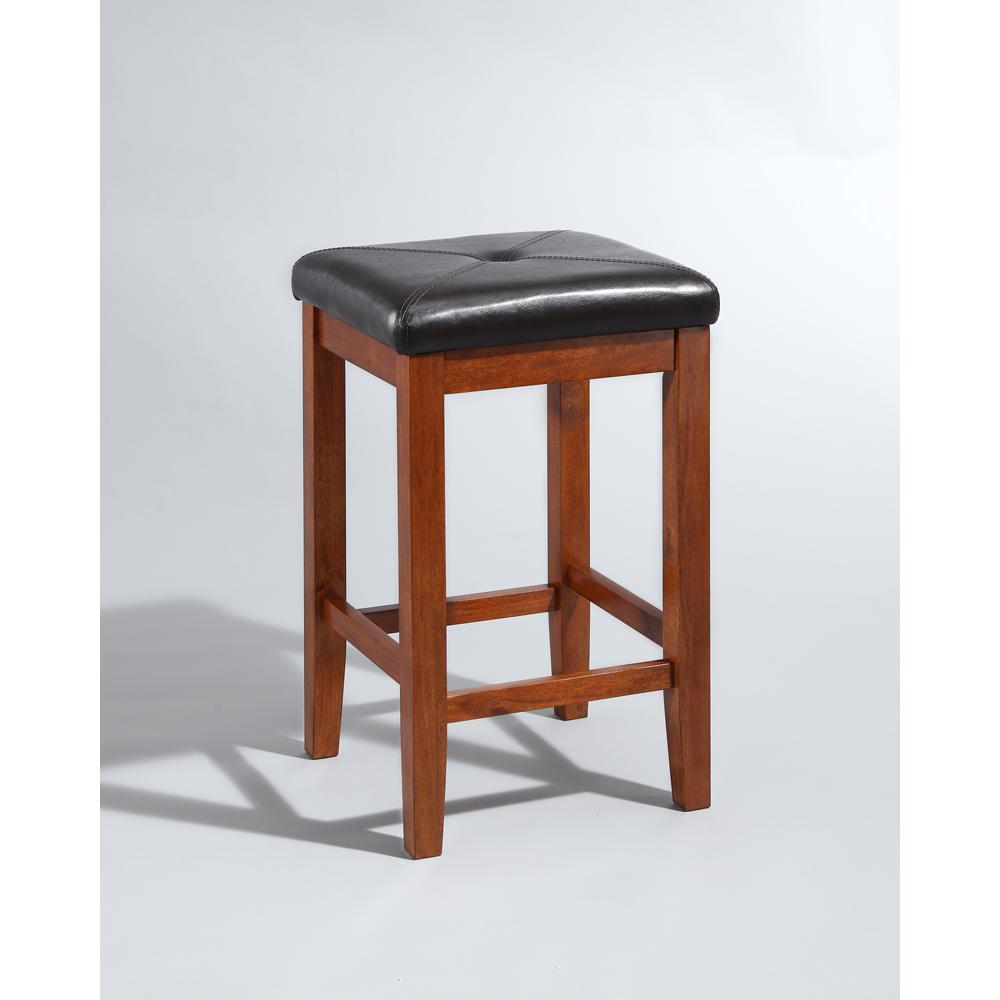 Upholstered Square Seat 2Pc Counter Stool Set Cherry/Black - 2 Stools