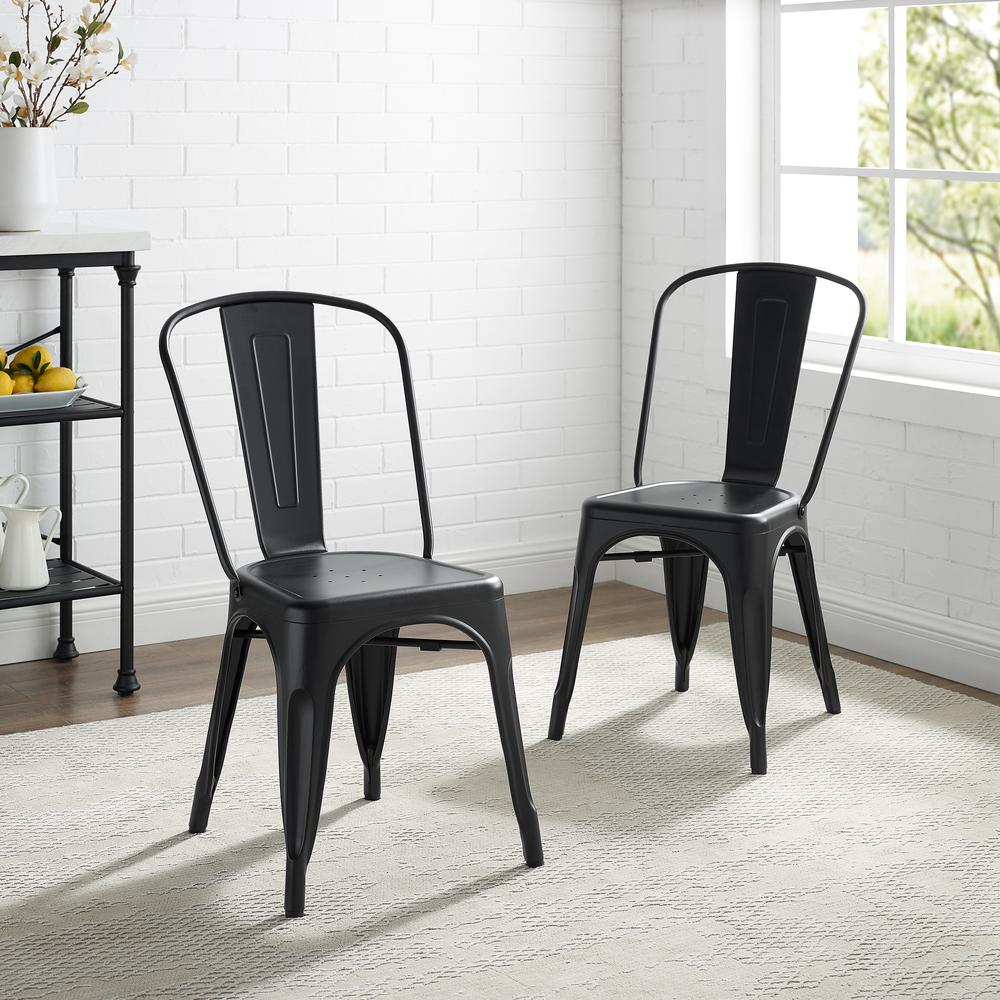 Amelia 2Pc Metal Chair Set Matte Black - 2 Chairs