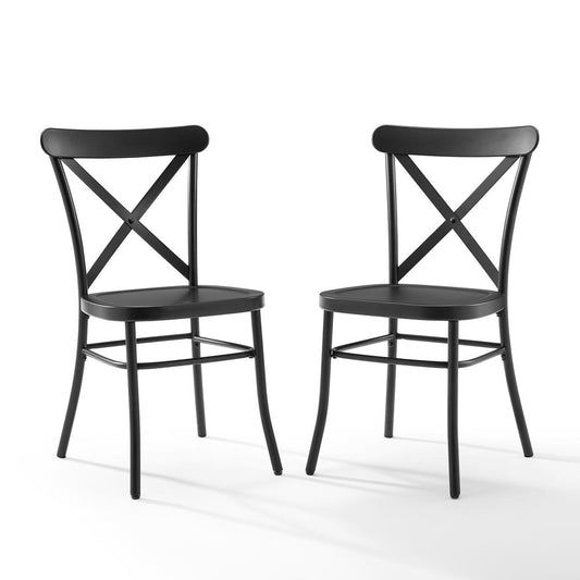 Camille 2Pc Metal Chair Set Matte Black - 2 Chairs