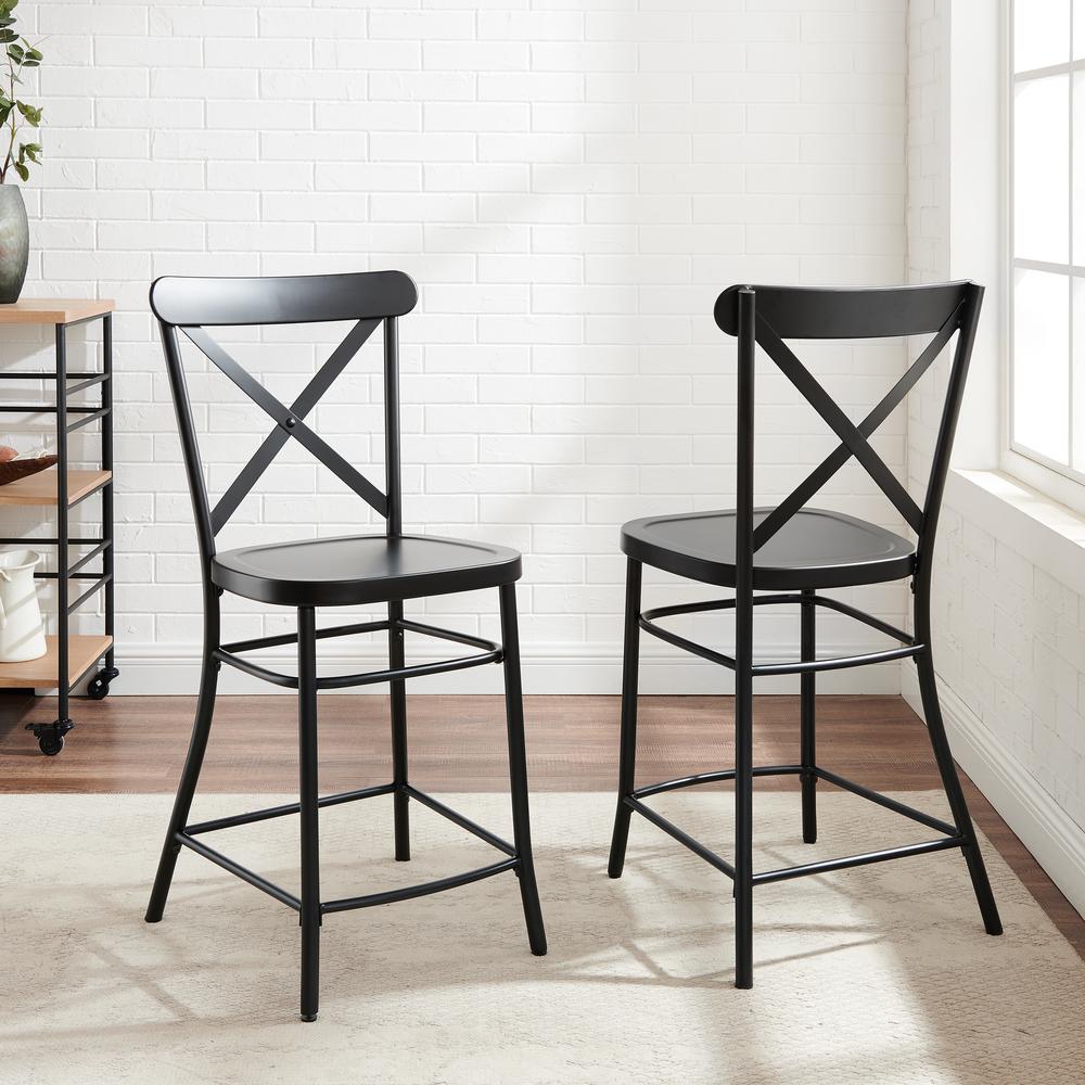 Camille 2Pc Counter Stool Set Matte Black - 2 Stools