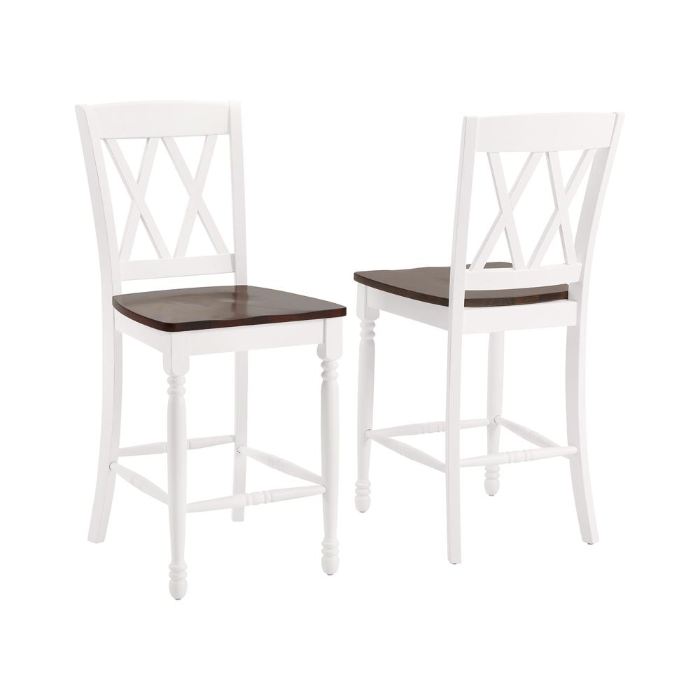 Shelby 2Pc Counter Stool Set Distressed White - 2 Stools