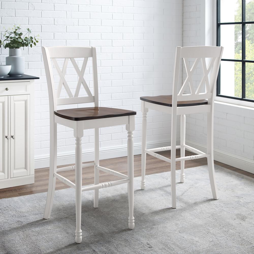 Shelby 2Pc Bar Stool Set Distressed White - 2 Stools