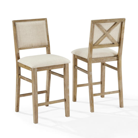 Joanna 2-Piece Upholstered Counter Height Bar Stool Set- 2 Stools