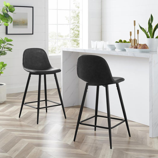 Weston 2Pc Counter Stool Set Distressed Black/Matte Black - 2 Stools