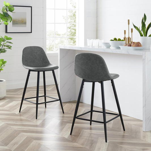 Weston 2Pc Counter Stool Set Distressed Gray/Matte Black - 2 Stools