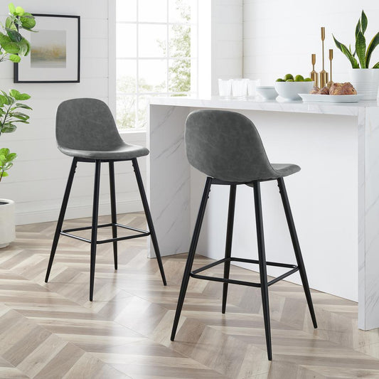 Weston 2Pc Bar Stool Set Distressed Gray/ Matte Black - 2 Stools