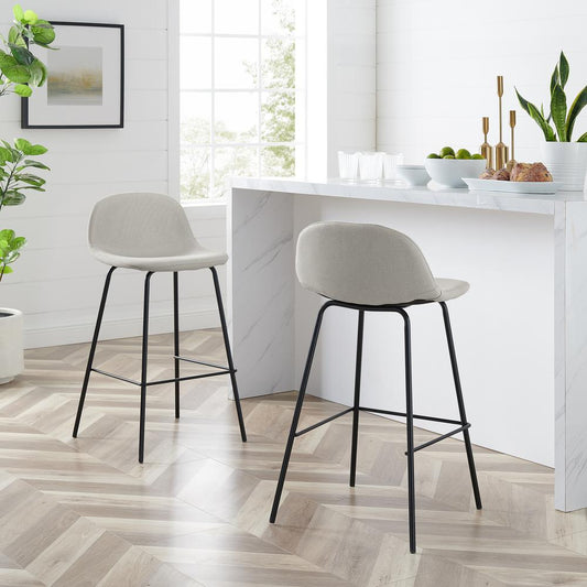 Riley 2Pc Counter Stool Set Oatmeal/ Matte Black - 2 Stools