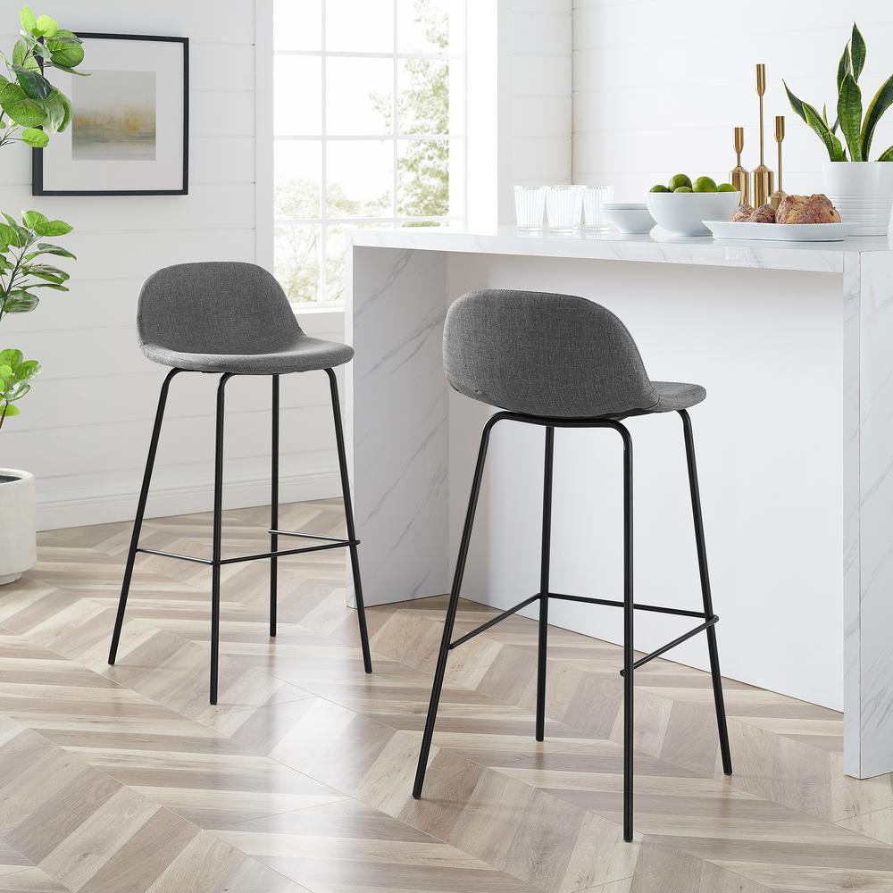 Riley 2Pc Bar Stool Set Gray/ Matte Black - 2 Stools