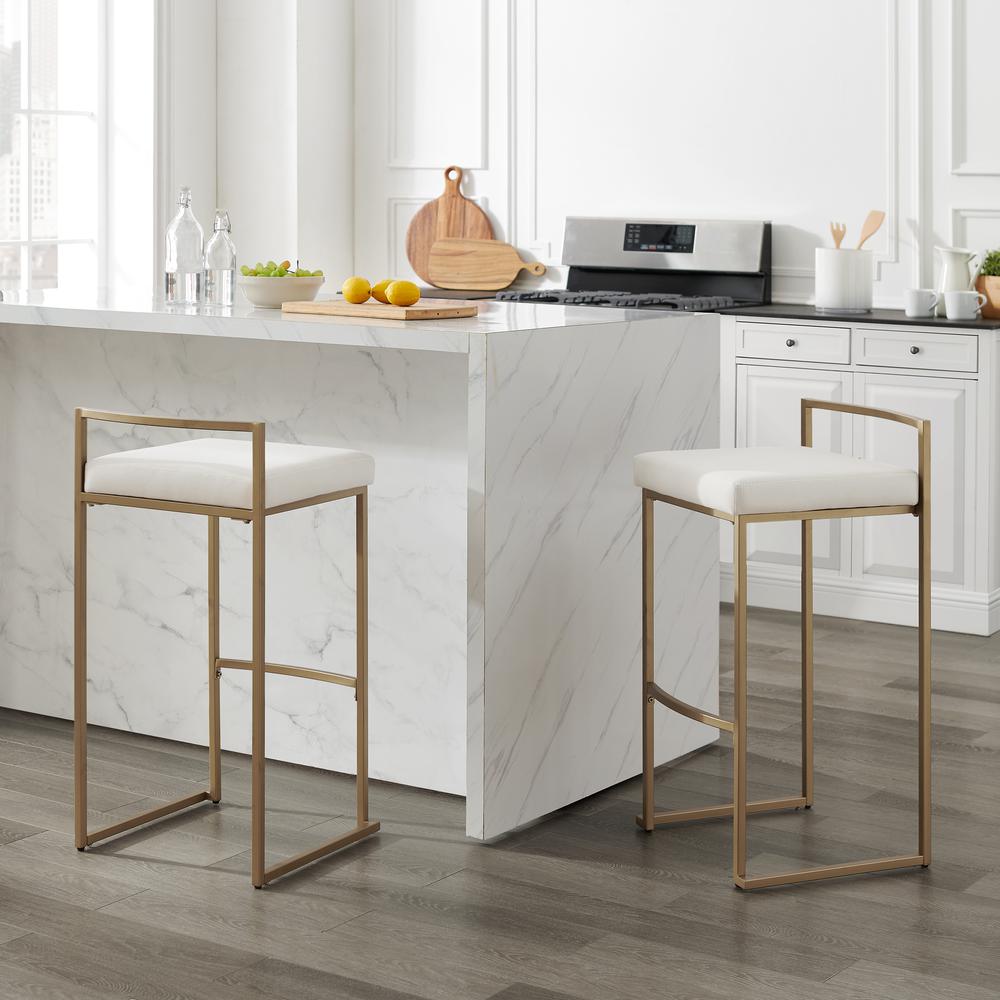 Harlowe 2Pc Bar Stool Set Creme/ Gold - 2 Stools