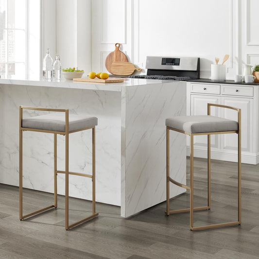 Harlowe 2Pc Bar Stool Set Gray/ Gold - 2 Stools