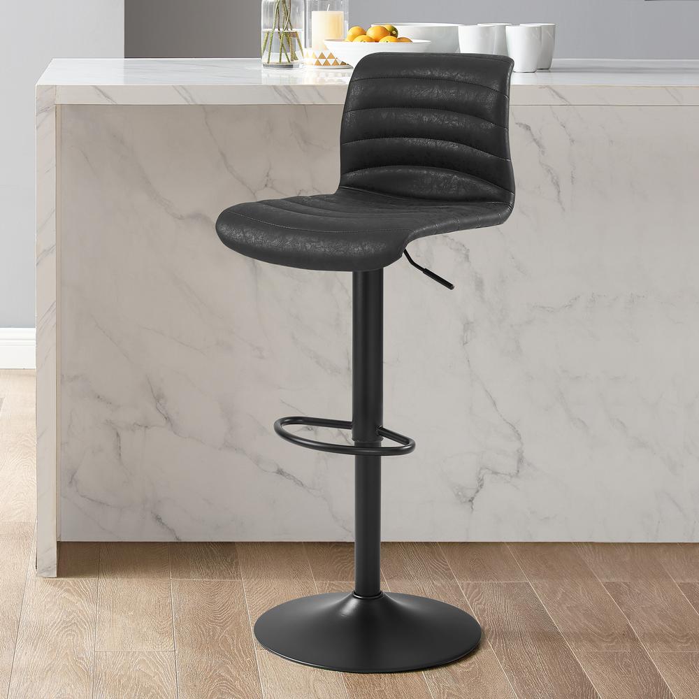 Wyatt Adjustable Height Swivel Stool Distressed Black/Matte Black