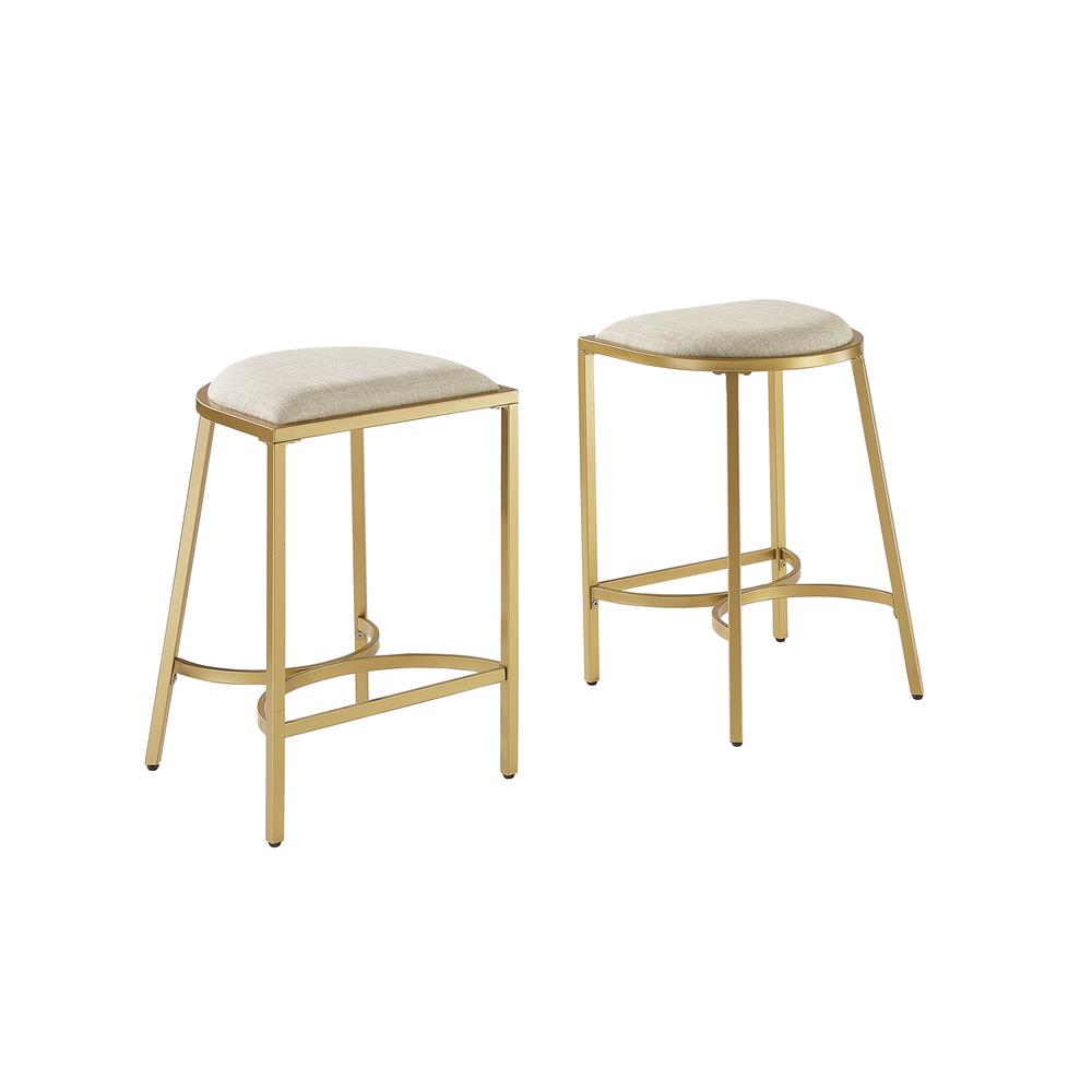 Ellery 2Pc Counter Stool Set Oatmeal/Gold - 2 Stools