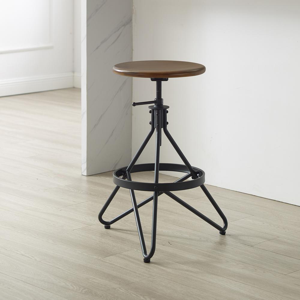 Kalen Adjustable Height Swivel Stool Brown/Matte Black