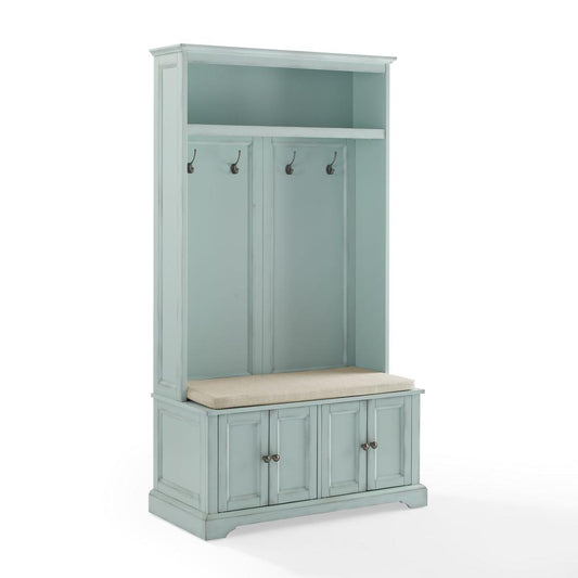 Holbrook Hall Tree Distressed Seafoamblue/Oatmeal