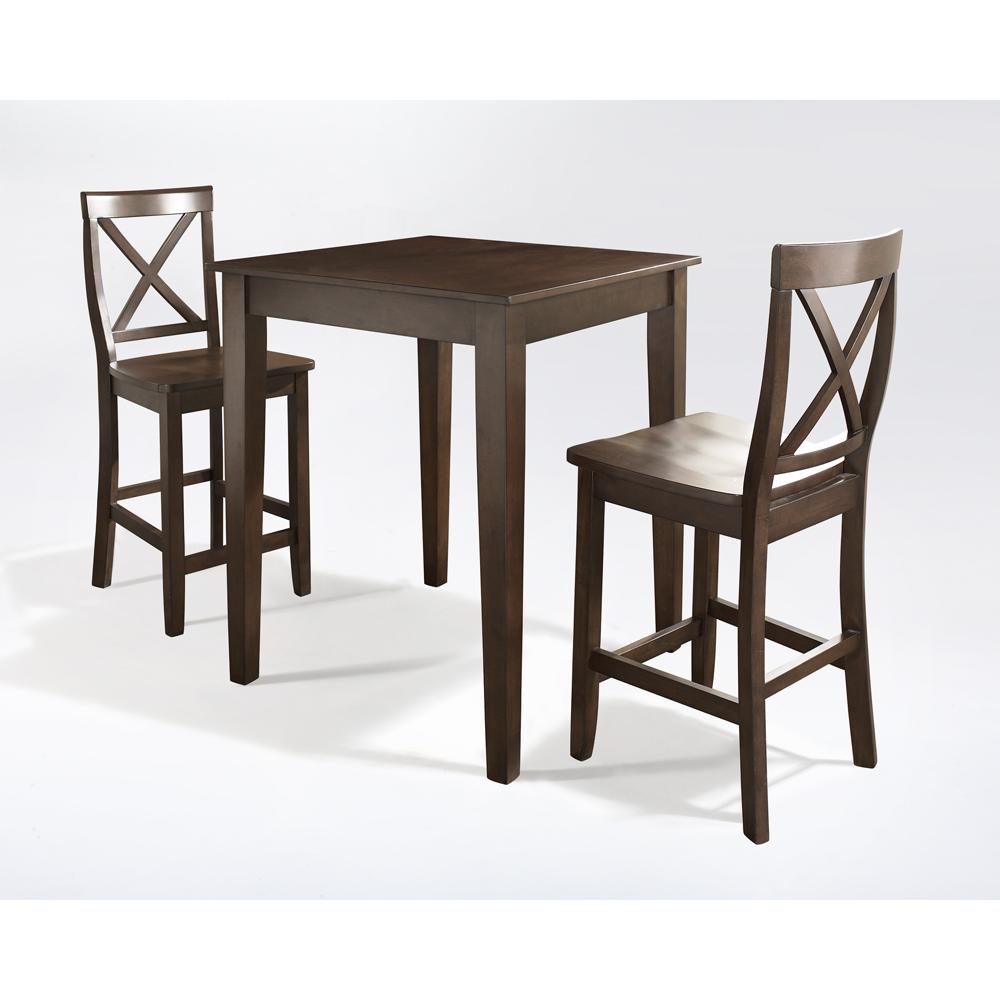 3Pc Pub Dining Set W/X-Back Stools Mahogany - Pub Table & 2 Counter Stools