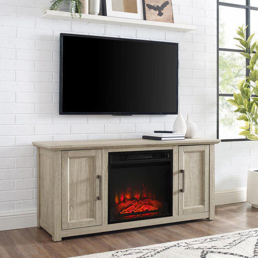 Camden 48" Low Profile Tv Stand W/Fireplace Frosted Oak