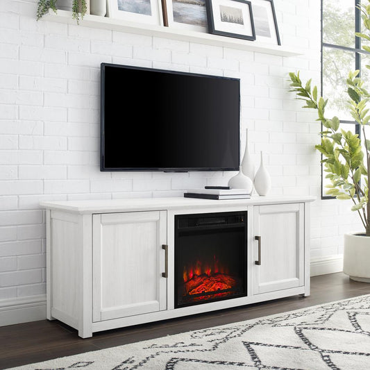 Camden 58" Low Profile Tv Stand W/Fireplace Whitewash