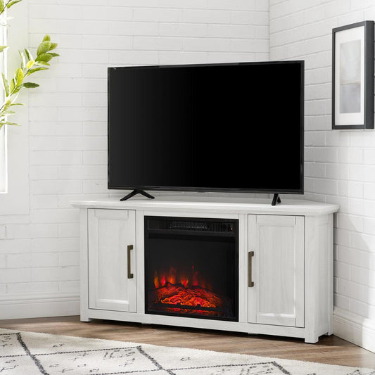 Camden 48" Corner Tv Stand W/Fireplace Whitewash