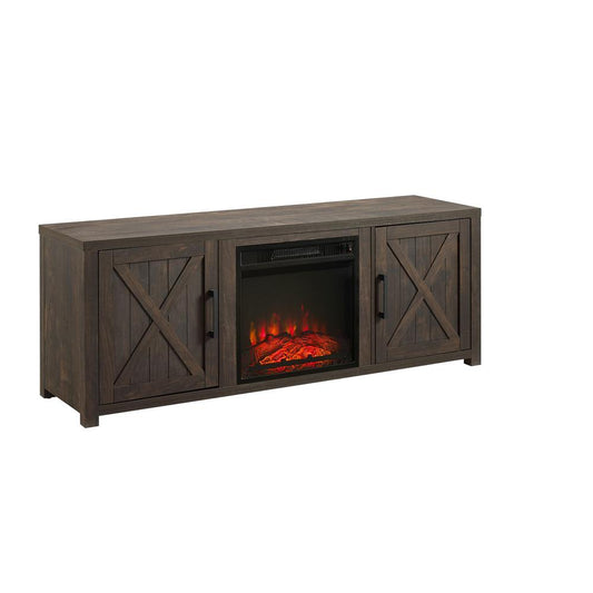 Gordon 58" Low Profile Tv Stand W/Fireplace Dark Walnut