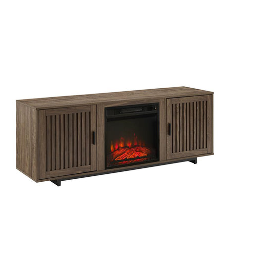 Silas 58" Low Profile Tv Stand W/Fireplace Walnut