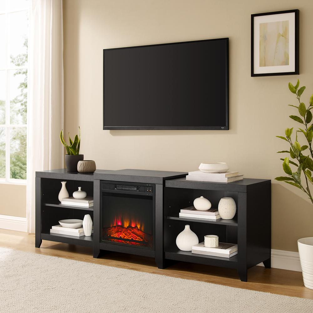 Ronin 69" Low Profile Tv Stand W/Fireplace Black