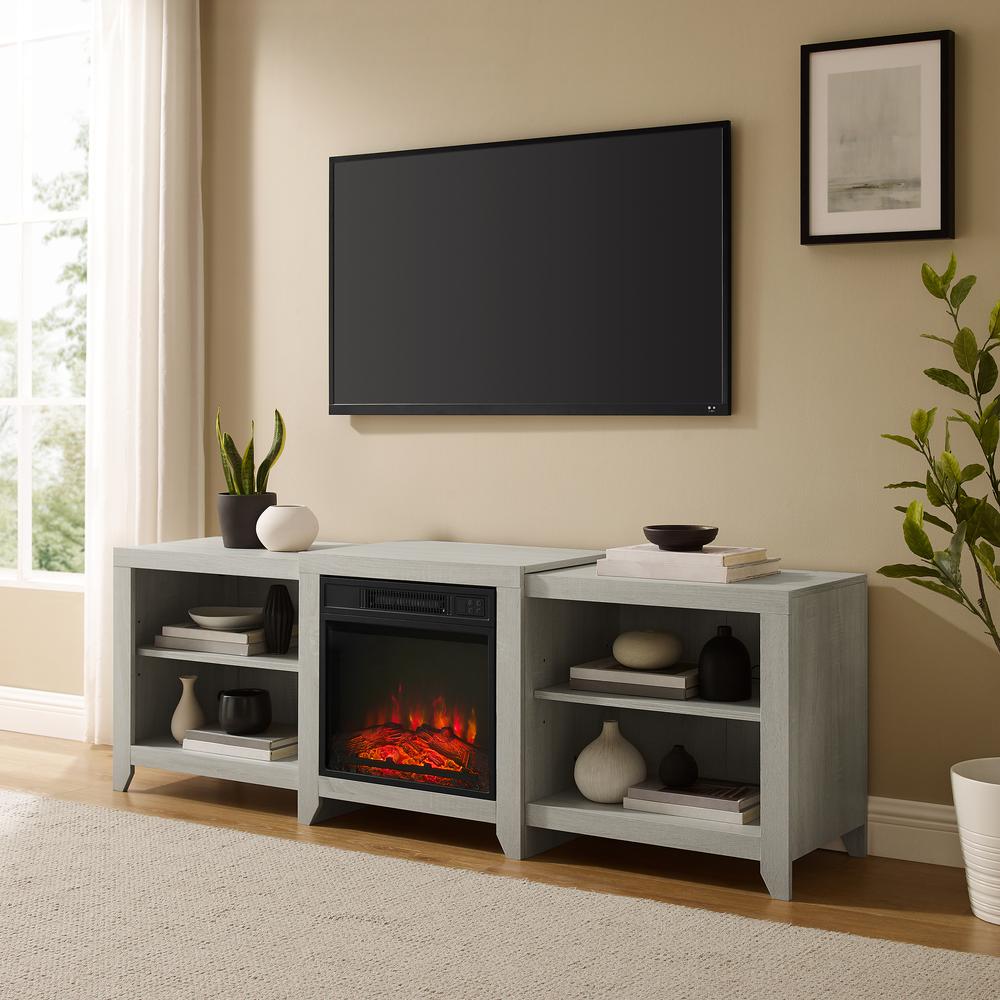 Ronin 69" Low Profile Tv Stand W/Fireplace Whitewash