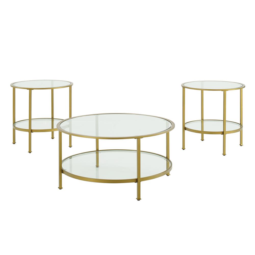 Aimee 3Pc Coffee Table Set Soft Gold - Coffee & 2 End Tables