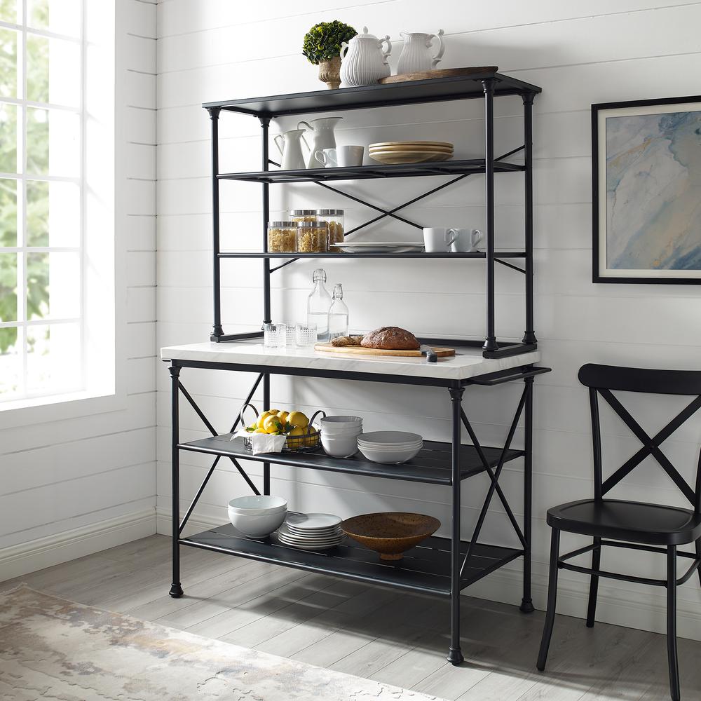 Madeleine Kitchen Island And Hutch Matte Black - Island & Hutch