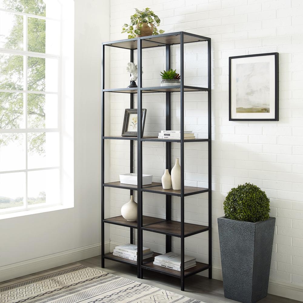 Jacobsen 2Pc Narrow Etagere Set Brown Ash/Matte Black - 2 Narrow Etageres