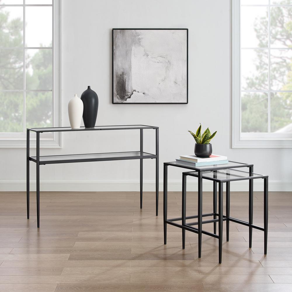 Ashton 3Pc Occasional Table Set Matte Black - Console Table & 2 Nesting Tables