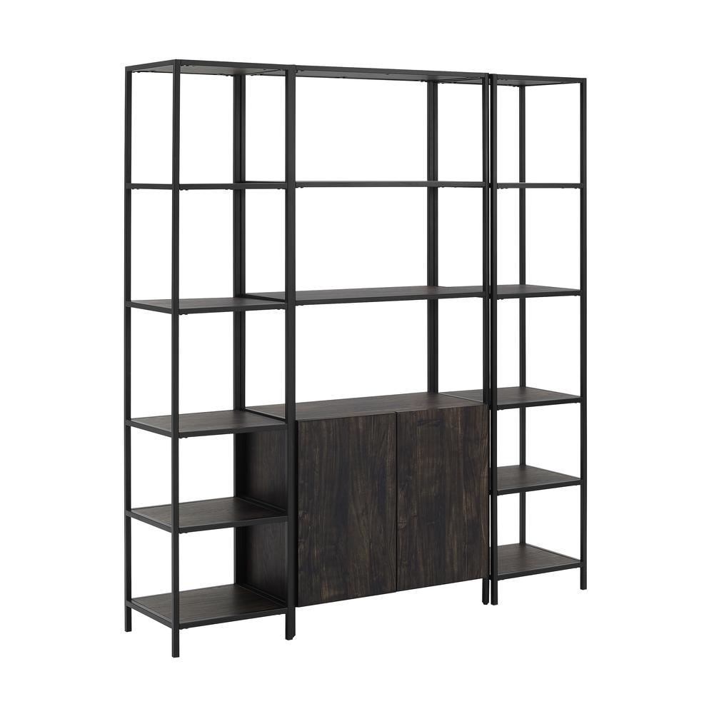 Jacobsen 3Pc Etagere Set Brown Ash/Matte Black - Large Etagere & 2 Narrow Etageres