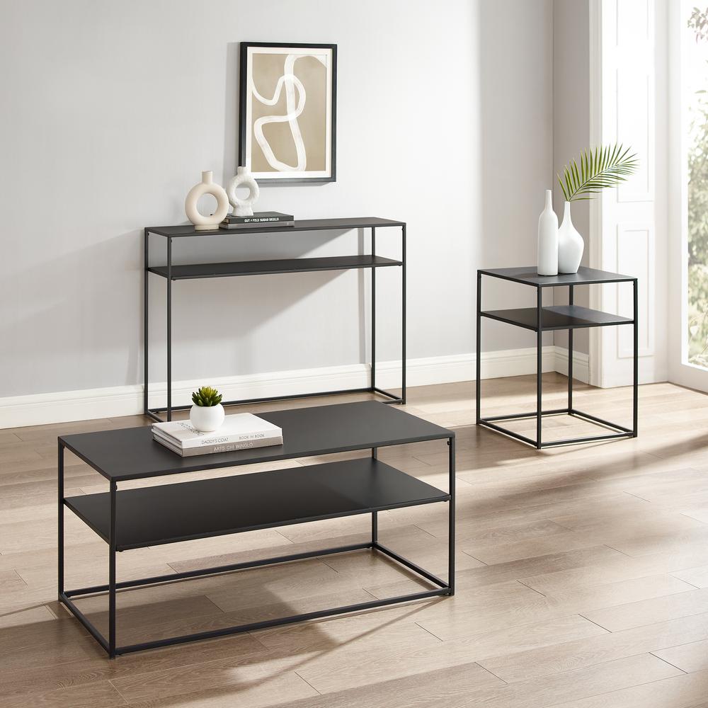 Braxton 3Pc Coffee Table Set Matte Black - Coffee Table, Console Table, & End Table