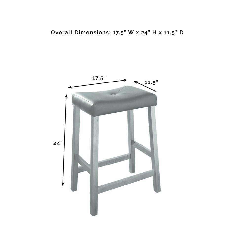 Clifton Kitchen Island W/Uph Saddle Stools Distressed White/Black - Kitchen Island & 2 Stools